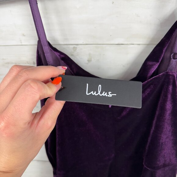 Lulus Living It Luxe Dark Purple Velvet Tulip Mini Dress - Picture 6 of 6